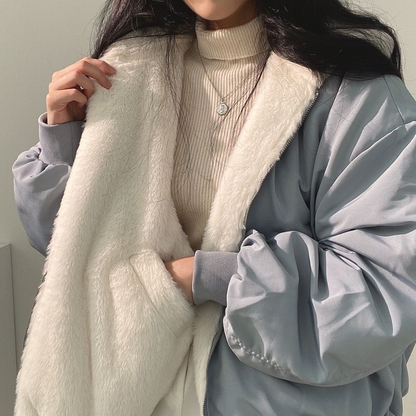 Reversible Ladies' Winter Coat with Hood - Isla-Blue-S-Nora Luxe