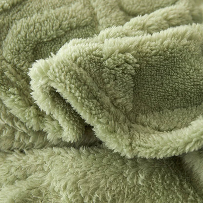 Reversible Thick Lambswool Blanket - CozyLuxe-Green-27.56 × 39.37 in-Nora Luxe