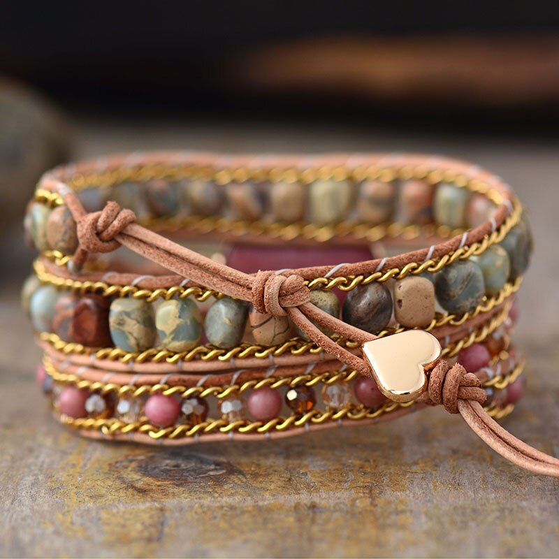 Rhodochrosite Healing Heart Bracelet - Roselle-Nora Luxe