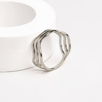 Ring with Wave Design - Nerida-5-Silver-Nora Luxe