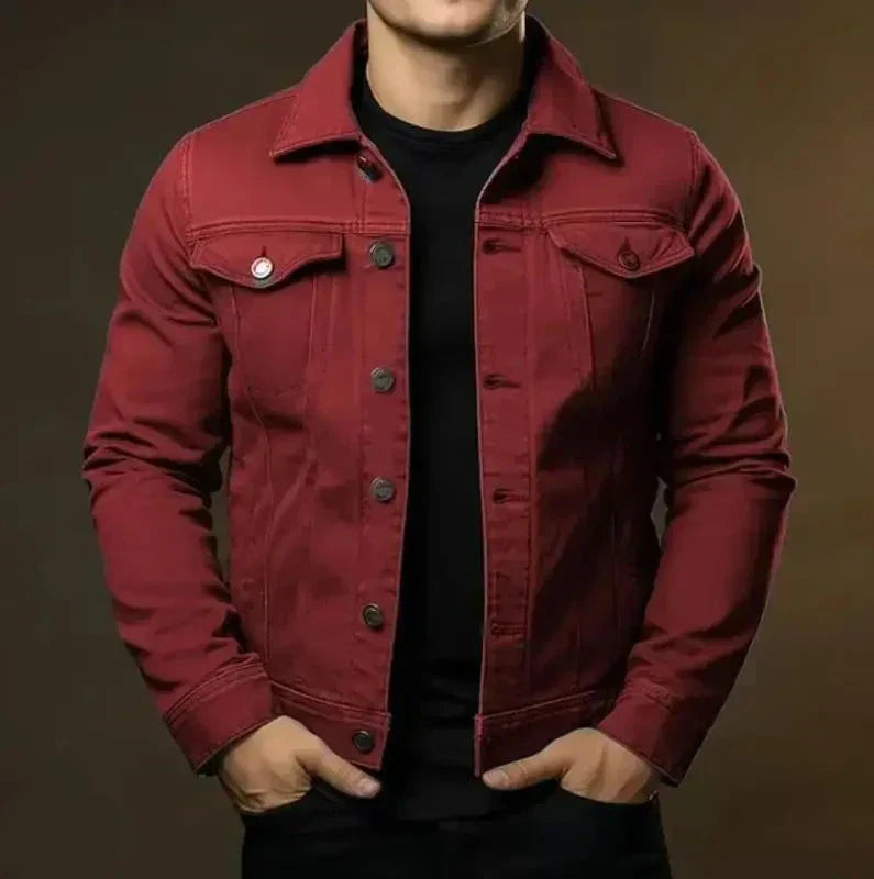 Robust & Timeless Men's Denim Jacket made from 100% Cotton - Noah-Bordeaux-XS-Nora Luxe