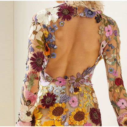 Romantic Flower Dress with Fine Details - Isabella-Pink-S-Nora Luxe