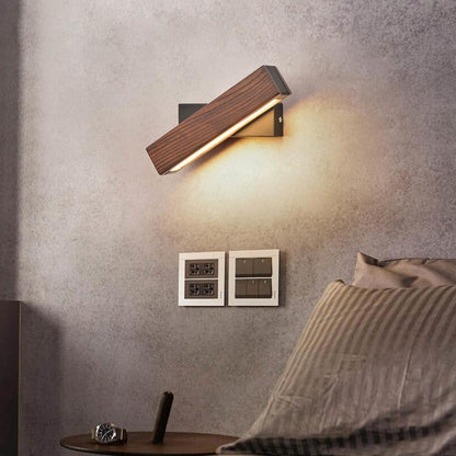 Rotatable Wooden LED Wall Lamp - Jasper-Dark Wood-Small - 8.27 × 1.97 inches-Nora Luxe
