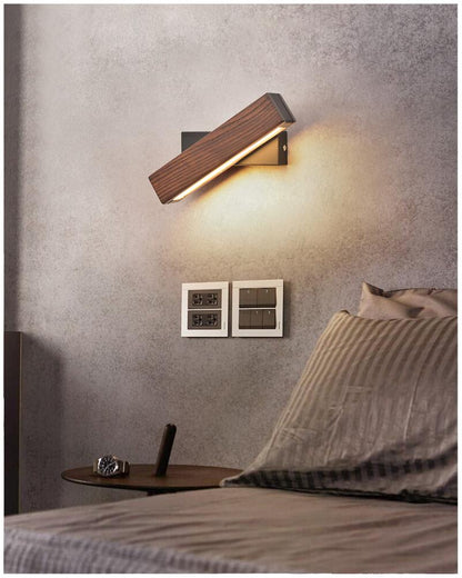 Rotatable Wooden LED Wall Lamp - Jasper-Dark Wood-Small - 8.27 × 1.97 inches-Nora Luxe