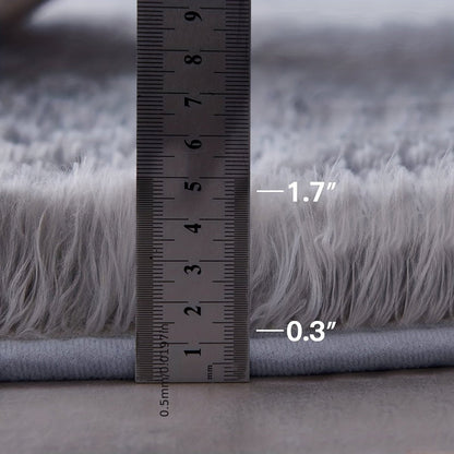 Round Fluffy Rug - Clouda-Light grey-120cm x 120cm-The Livary