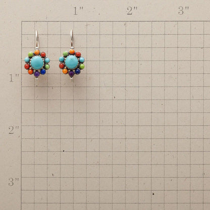 Round Turquoise Earrings in Colourful Design - Selina-Nora Luxe