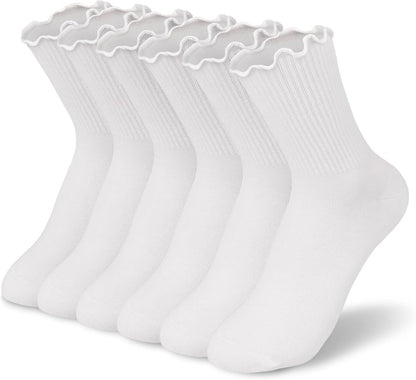 Ruffled Cotton Ankle Socks - Lisa-6 White-Nora Luxe