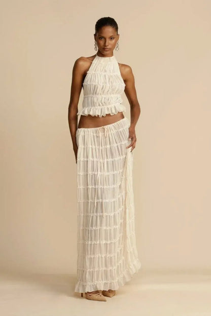 Rugless Chiffon Set – Calysta-White-S-The Livary