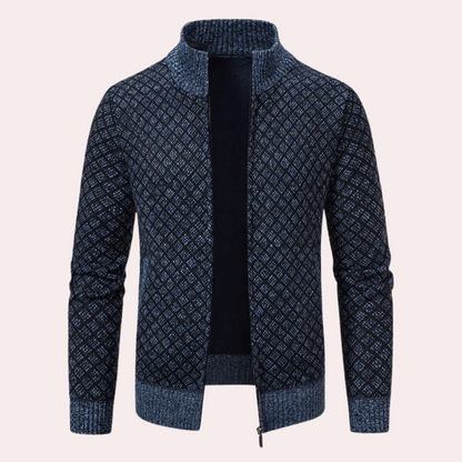 Runia - Knitted Cardigan for Men-Blue-gray-S-Nora Luxe