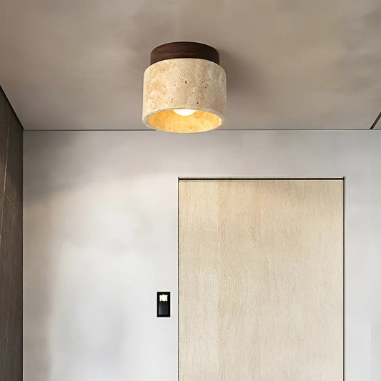 Rustic Travertine Ceiling Lamp - TravaGlow-Walnut-Nora Luxe