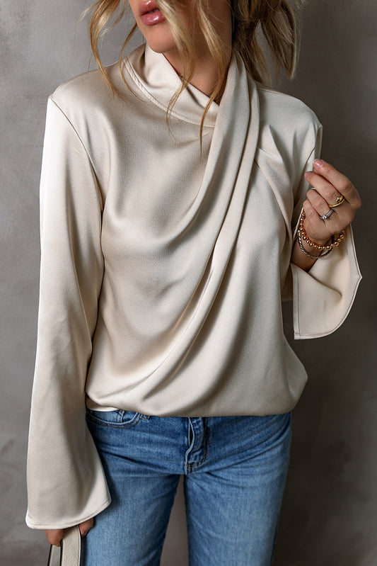 Satin Ladies Blouse with Cross Front - Livia-S-Nora Luxe