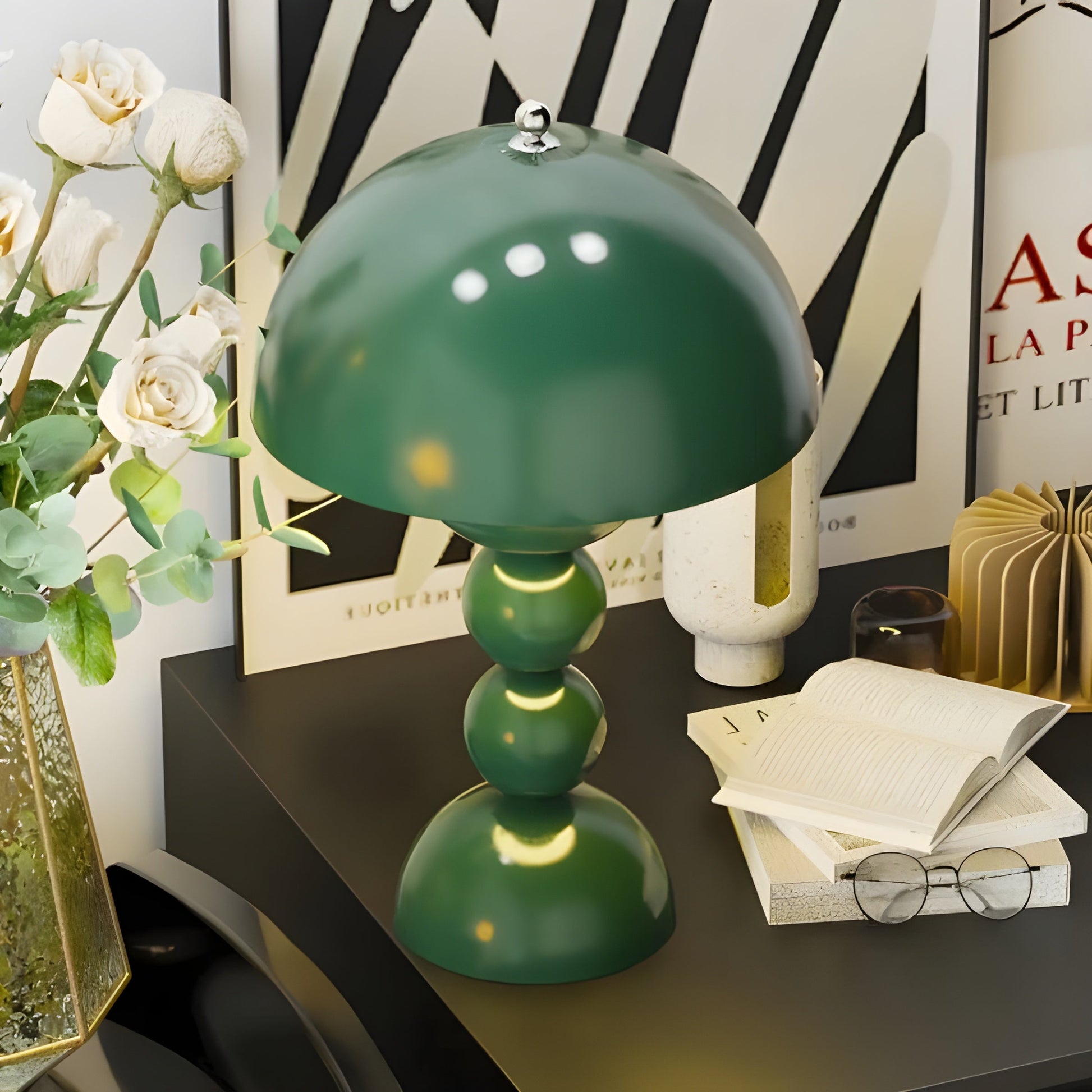 Scandinavian Design Table Lamp - FloraGlow-Black-Nora Luxe