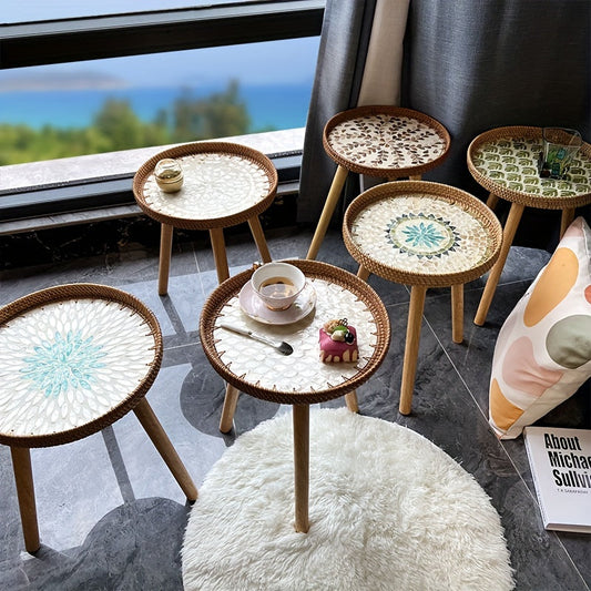 Scandinavian Rattan Side Table - Elin-Green-A-Nora Luxe