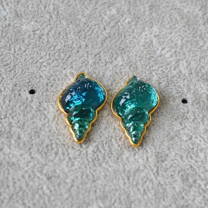 Sea Blue Shell Earrings - Marina-Nora Luxe