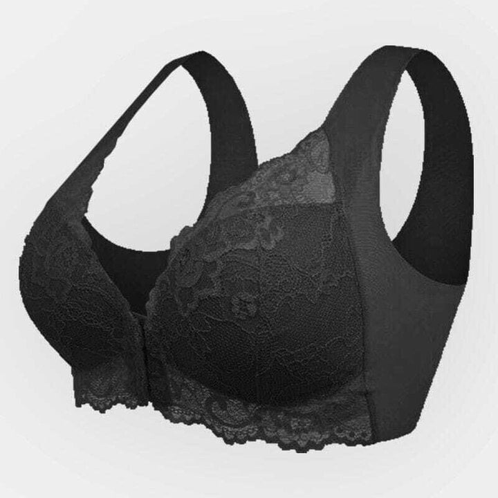 Seamless lace sports bra with front closure - Mireya-Black-M-Nora Luxe