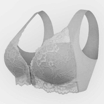 Seamless lace sports bra with front closure - Mireya-Gray-M-Nora Luxe