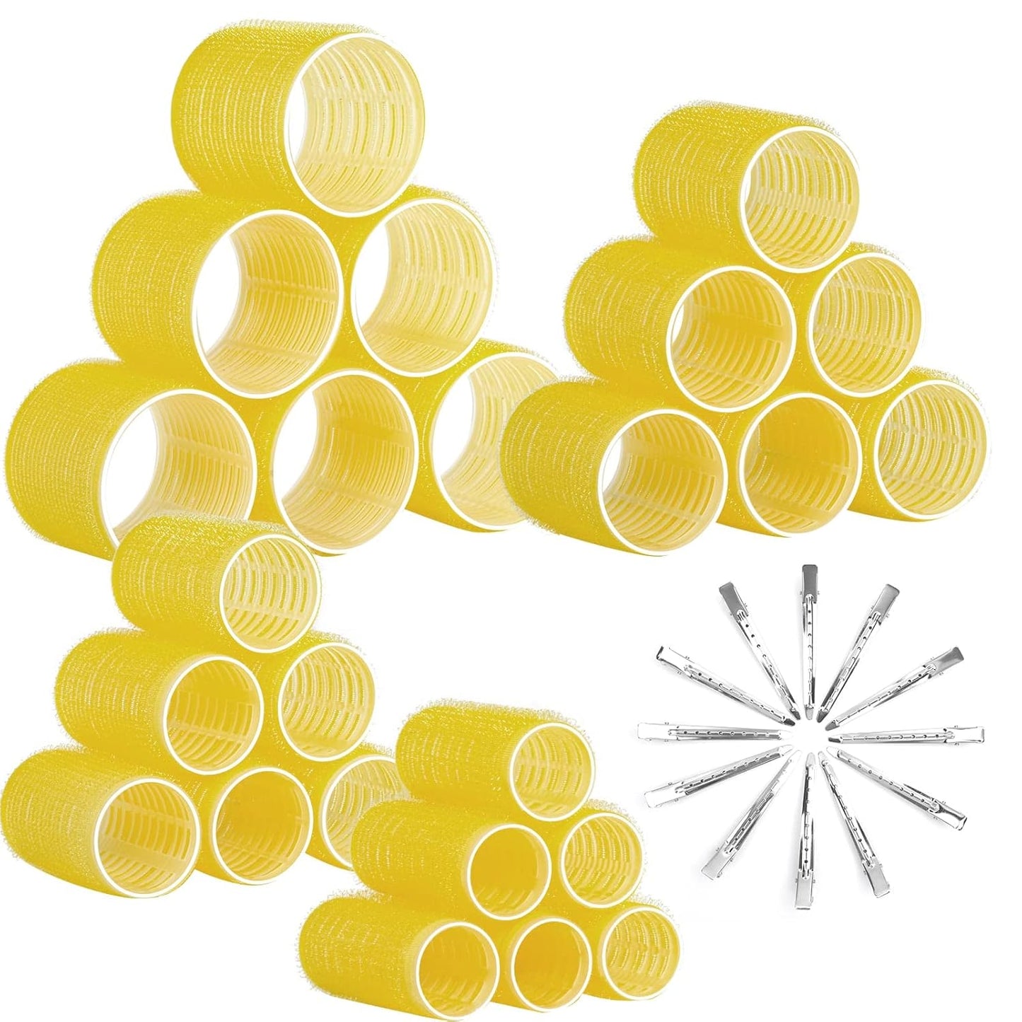 Self-adhesive Hair Rollers Set – Multicolored Curling Pins-Yellow-Nora Luxe