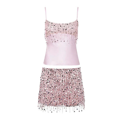 Sequin Tassel Bikini Set – Riviera-Pink-S-Nora Luxe