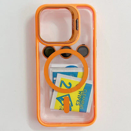 Shockproof Magnetic Phone Case with Glass Lens Guard & Stand