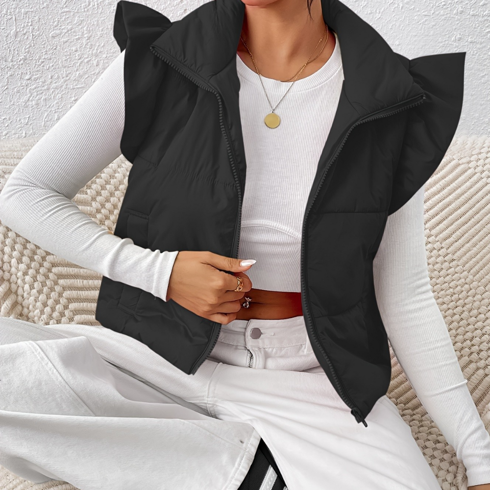 Short Padded Women's Gilet - Romy-Black-XS-Nora Luxe