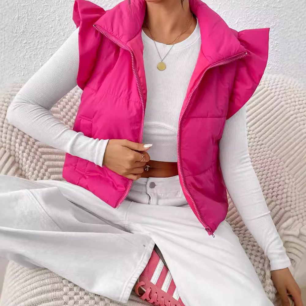Short Padded Women's Gilet - Romy-Pink-XS-Nora Luxe