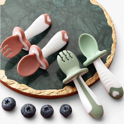 Silicone Cutlery Set for Little Ones - MiniMeal-Green-Nora Luxe