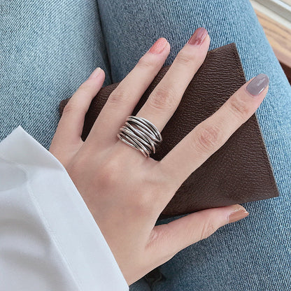 Silver Adjustable Layered Ring - Liora-Nora Luxe