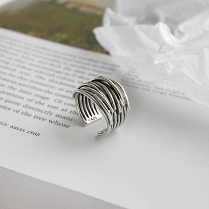 Silver Adjustable Layered Ring - Liora-Nora Luxe