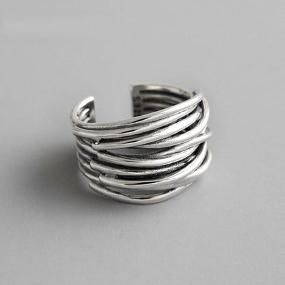 Silver Adjustable Layered Ring - Liora-Nora Luxe