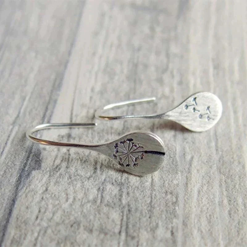 Silver Dandelion Earrings - Amira-Nora Luxe