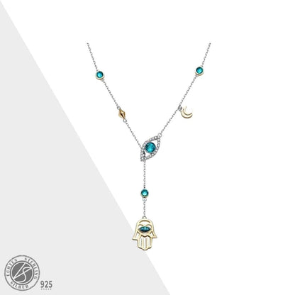 Silver Hamsa Crystal Necklace - Nayomi-Nora Luxe