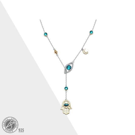 Silver Hamsa Crystal Necklace - Nayomi-Nora Luxe