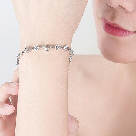 Silver Heart-Shaped Bracelet - Eloria-Pink-The Livary