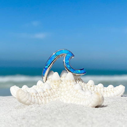 Silver Sea Wave Ring - Ondina-5-Nora Luxe