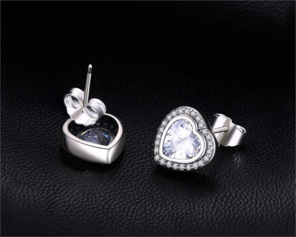Silver Zirconia Heart-Shaped Earrings - Celestia-Nora Luxe
