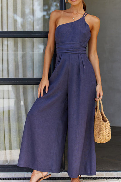 Sleeveless Women's Jumpsuit with Relaxed Fit – Mireille-Dark blue-S-Nora Luxe