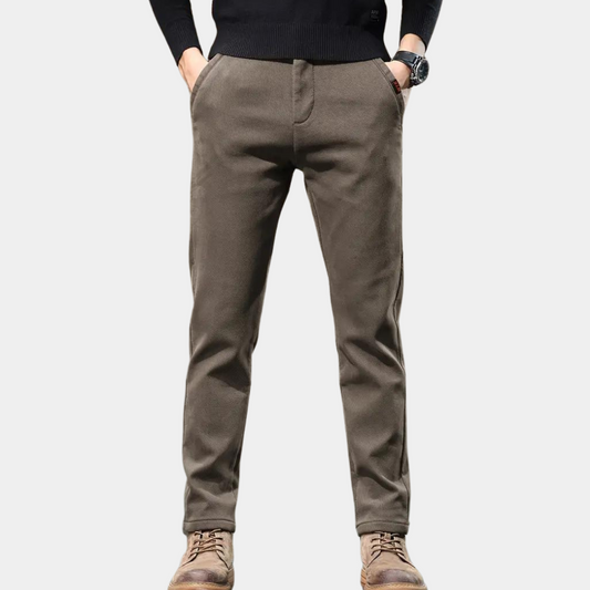 Slim Fit Semi-Formal Trousers for Men - Luca-Brown-36-Nora Luxe