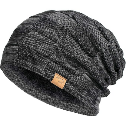 Slouchy Knitted Beanie - Luca-Black-Nora Luxe