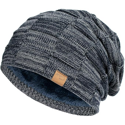 Slouchy Knitted Beanie - Luca-Marine blue-Nora Luxe
