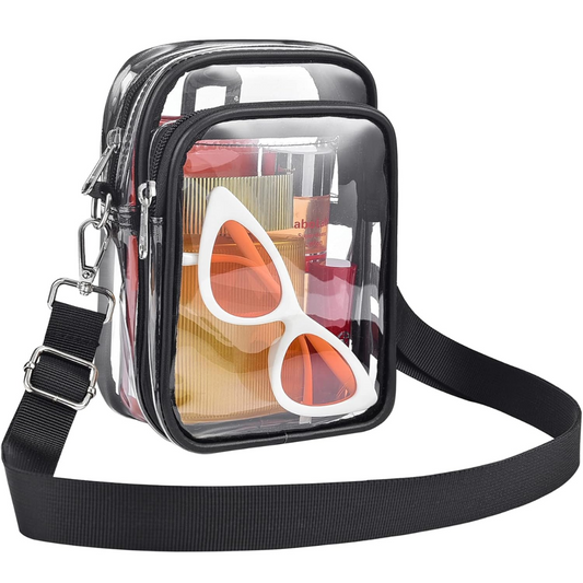 Small Transparent Handbag with Removable Strap - MiniVue-Black-Nora Luxe