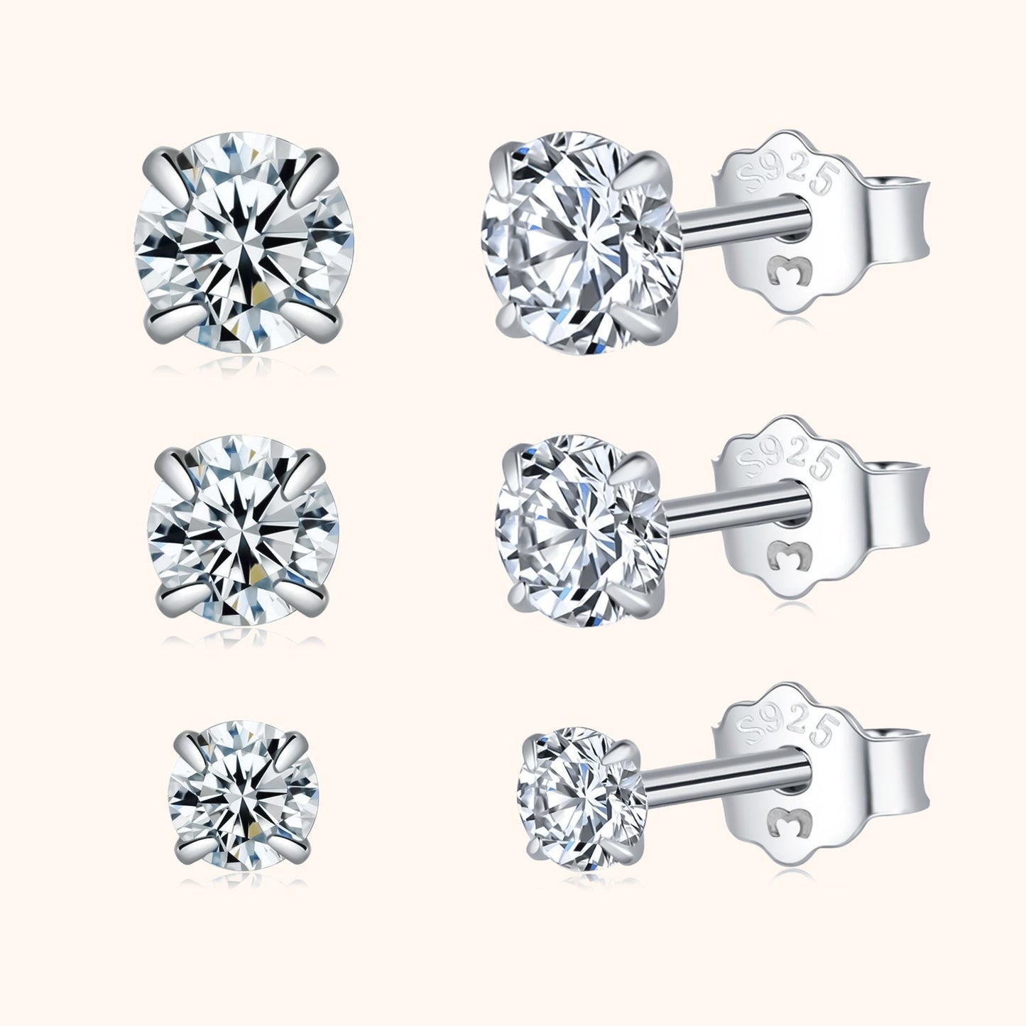 Small Zirconia Earrings - Lynette-Set (All sizes)-Silver-Nora Luxe