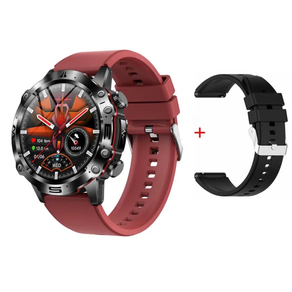 Smart Health Tracker with Glucose and ECG Measurement - HealthPro-Red + band-Nora Luxe