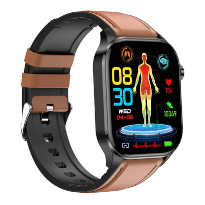 Smartwatch with ECG, Blood Sugar and Blood Pressure Monitoring - HealthSync-Brown-Nora Luxe
