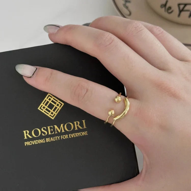 Smiley Adjustable Ring - Mila-Gold-Nora Luxe