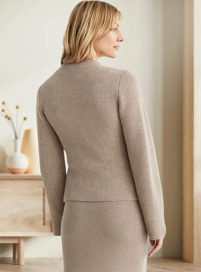 Soft Button-Up Sweater - Eveline-Beige-XS-Nora Luxe