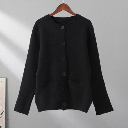 Soft Button-Up Sweater - Eveline-Black-XS-Nora Luxe