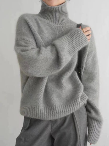 Soft Cashmere Women's Turtleneck - Seraphina-Gray-S-Nora Luxe