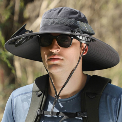 Solar energy hat with fan and UV protection - SolarCool™ VentiHat-Dark grey-The Livary