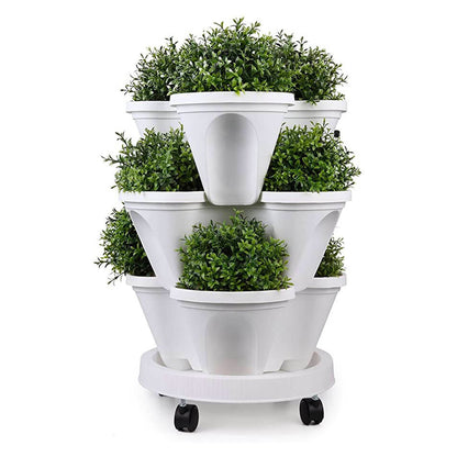 Space-saving Stackable Plant Pots - StrawberryStack-White-Nora Luxe