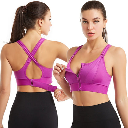 Sports bra with zip & back support – buy 1, get 1 free – Livia-Purple-S-Nora Luxe